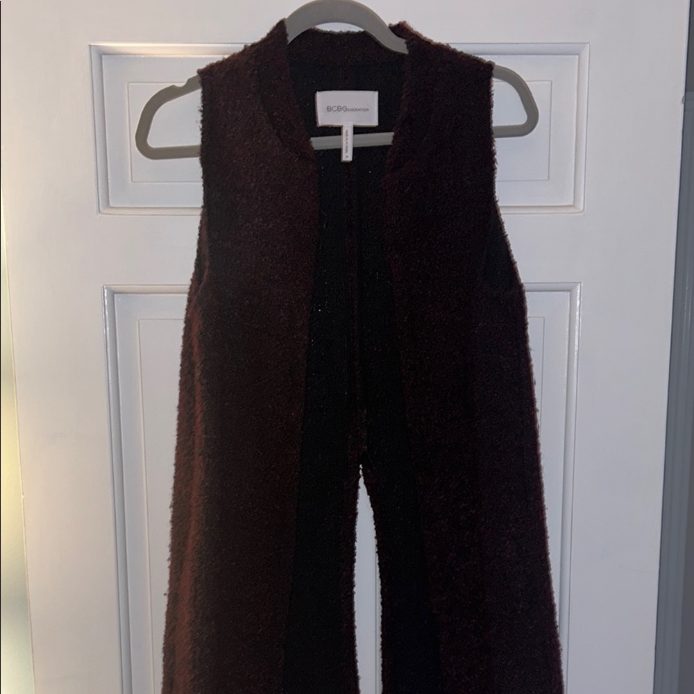 BCBGeneration Burgundy Sleeveless Cardigan